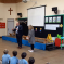 Peter Fox visiting Llantilio Perholey Church in Wales School